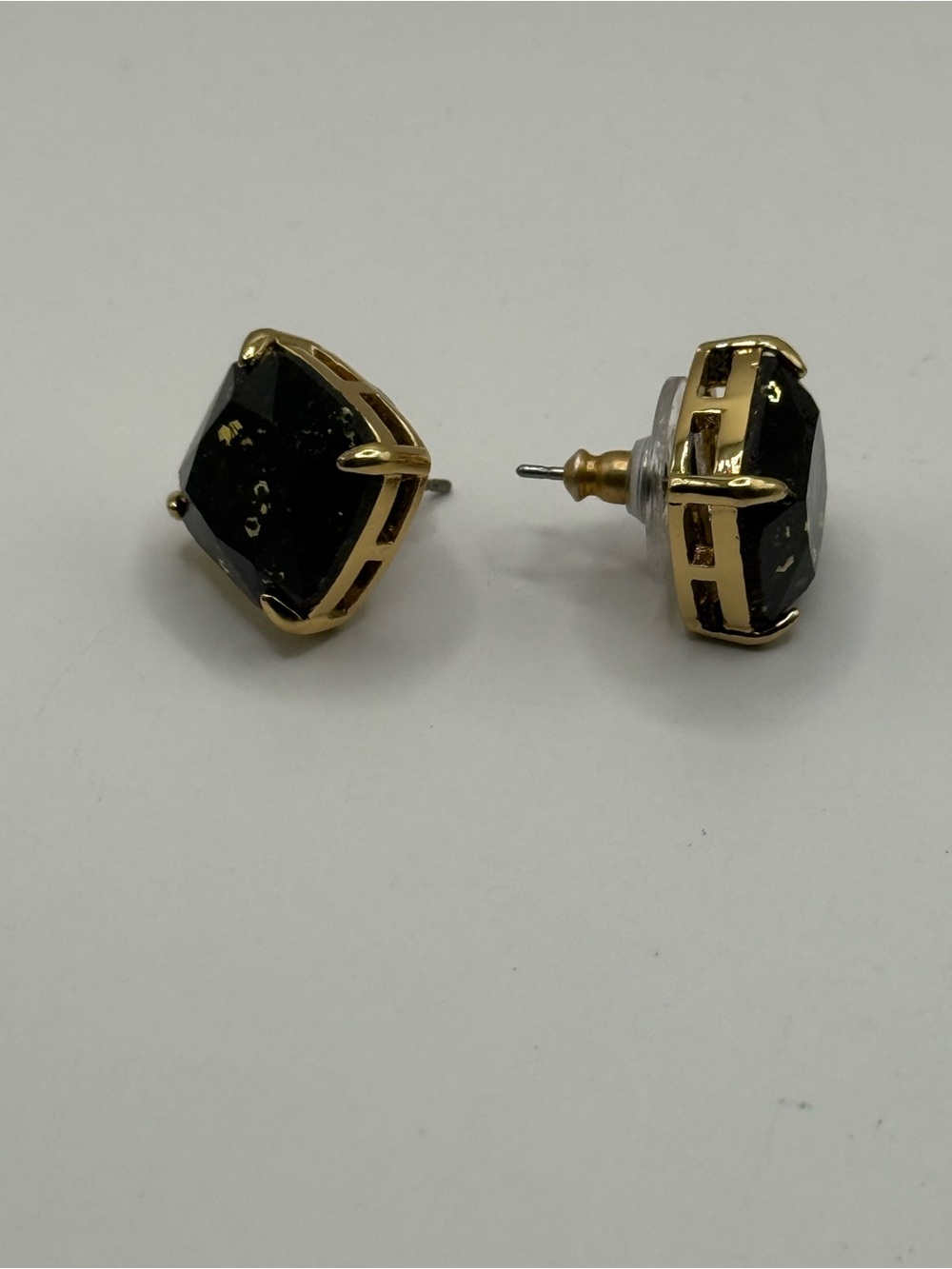 Kate Spade Black Multicolor Stud Square Earrings NWT